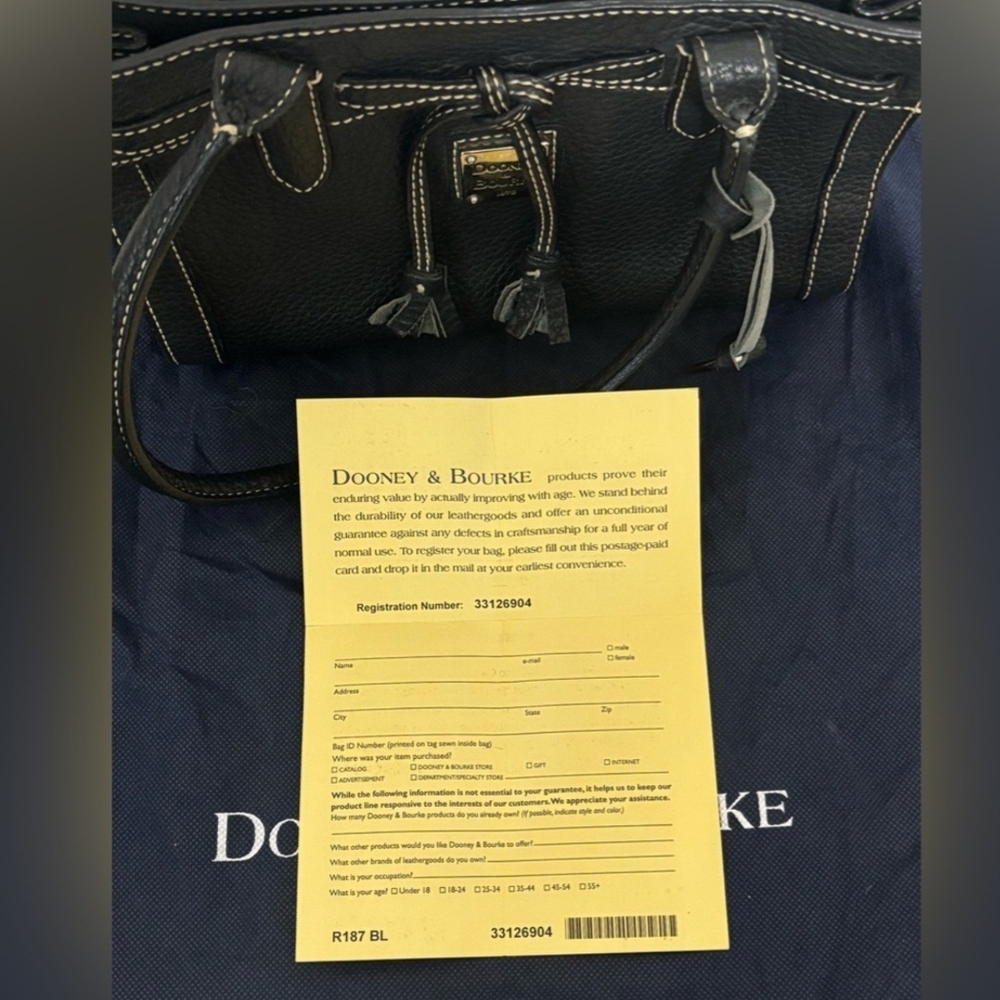 Dooney & Bourke Black Pebbled Leather Shouder Bag with Blue Duck Hangtag - Picture 9 of 11
